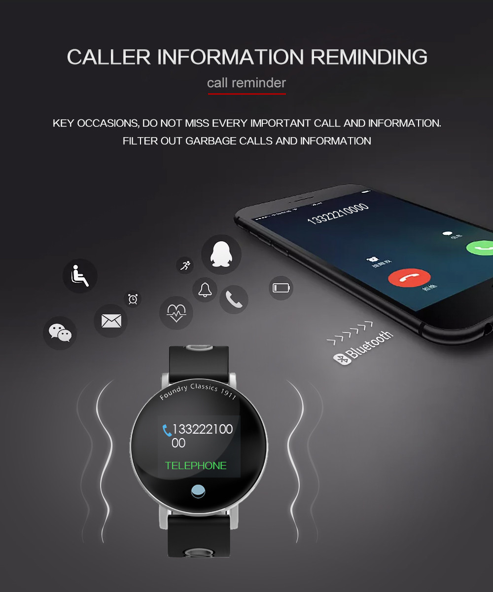 HaoZhiDa HZD1803W Black smart watch with heart rate function