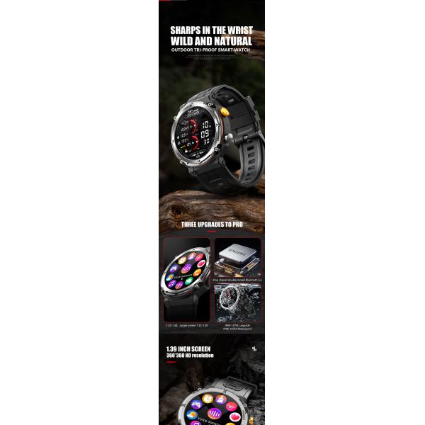 1.32" AMOLED Touchscreen, Make/Answer Calls, Heart Rate Monitor, Fitness Tracker, IP68 Waterproof