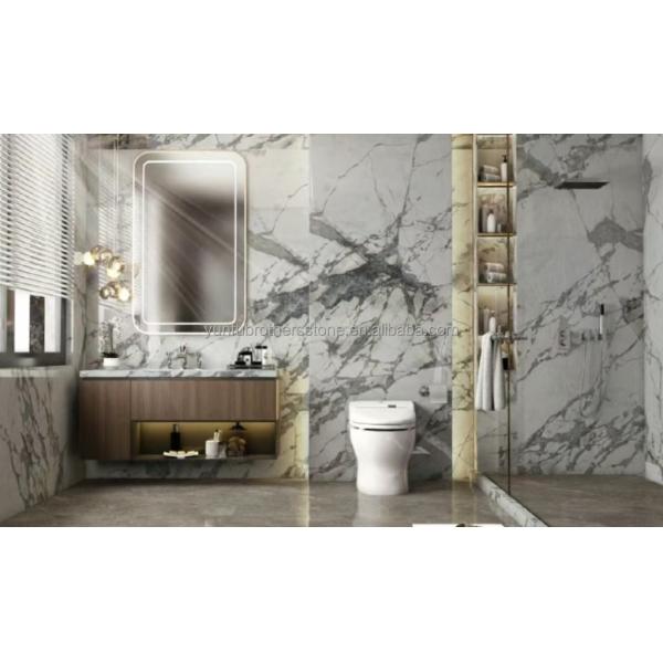 Polished Arabescato White Italian Marble Slab for Modern Wall and Round Dining Table