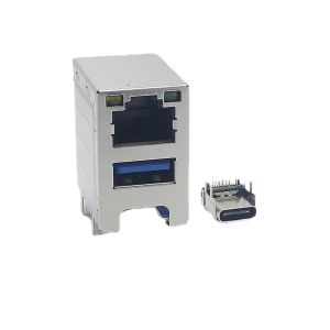 8P8C Female Ethernet RJ45 Jack Connector USB 3.0 With Dual USB Plug