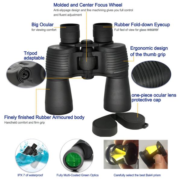 7x50mm Binocular Telescope HD Clear Vision Antiskid Telescope With FMC