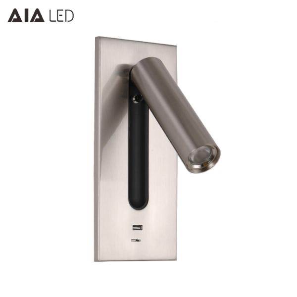 Brushed bedside wall light embed mounted bed wall lamp inside 3W led wall bedroom lights