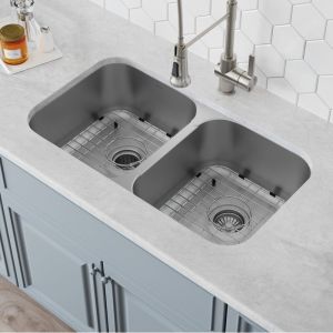 Big And Small Bowl Undermount Stainless Steel Kitchen Sink 600MM Base Cabinet