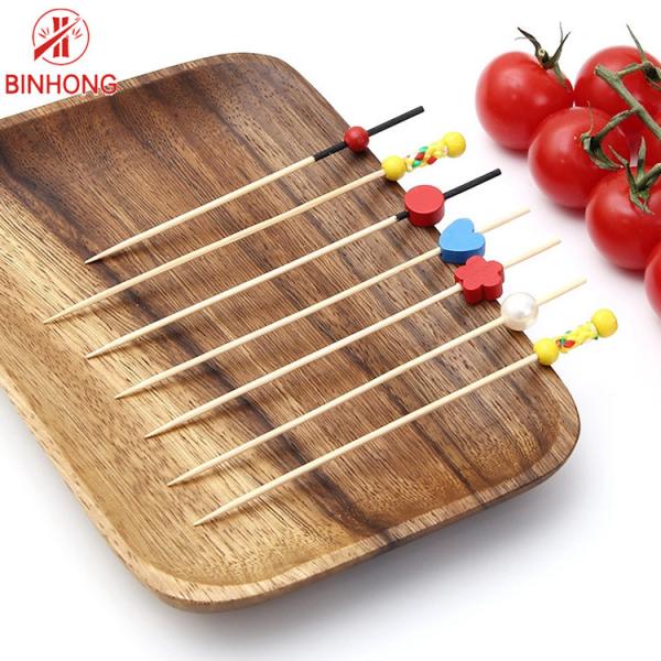 100% Natural Bamboo AB Grade 7cm Beaded Toothpicks