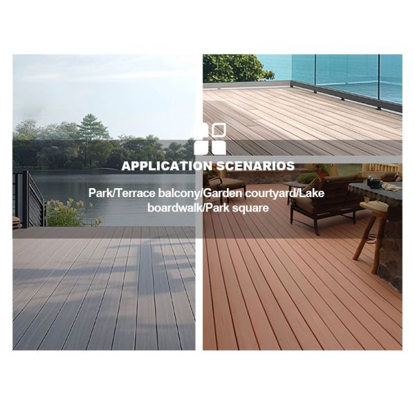 Modern Style Durable WPC Decking UV Resistant Composite Decking for Outdoor Balcony Poolside Smooth Brushed Technics Waterproof