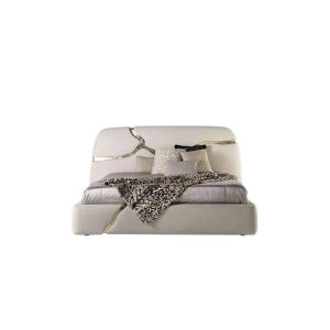 Lapiaz King Upholstered Platform Bed Inlaid Gold Stainless Steel