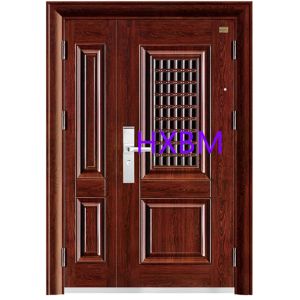 Wood Color Anti Theft Exterior Main Entry Steel Security Doors For Luxury Home
