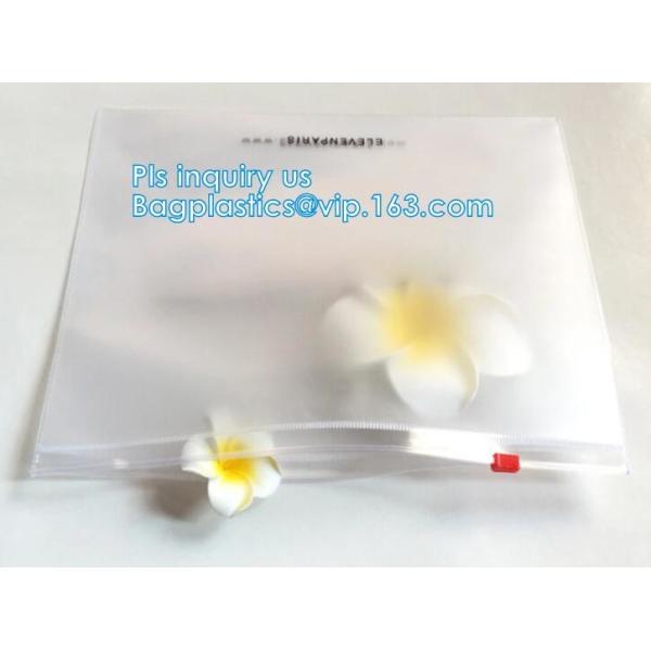 plastic slider zipper bags for clothing packaging, Poly Plastic Flat Garment Zipper Packaging Slider Bag, transparent ca