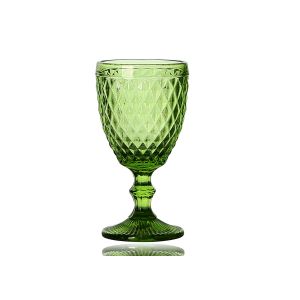 Solid Green 14cm Coloured Whisky Glasses , 350ml Embossed Wine Glasses