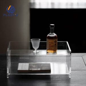 Custom Thickness Rectangular Acrylic Storage Box Clear Makeup Organizer