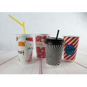 Red / Black Personalized Insulated Paper Cups Custom Disposable Coffee Cups