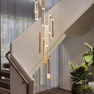 New Modern Luxury Gold Light Crystal Chandelier Loft Led Pendant Lights Hotel