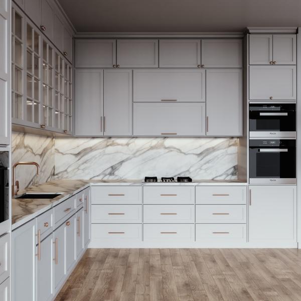 Custom Modern Design Smart House Furniture Lacquer Dining Room Assemble White Shaker Kitchen Cabinets For Builder