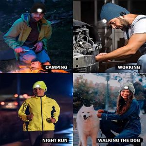 Bluetooth Wireless Headphones Hat With Light Bluetooth Beanie Night Biking