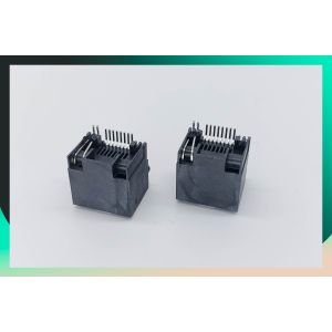 Black PBT PA6T FTP RJ45 Ethernet Connector 90 Degree Without Shielded