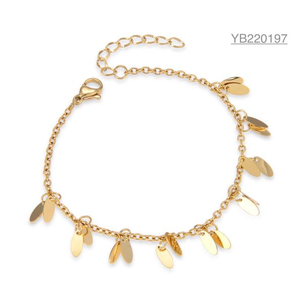 Buy 16cm Chain Style Gold Rhinestone Bracelet With 4cm Extension Chain at wholesale prices