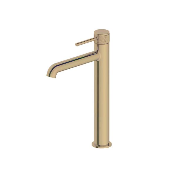 Buy Brushed Golden Brass Basin Mixer Faucet Single Lever Tall Bathroom at wholesale prices
