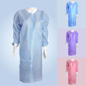 China Sky Blue Lab Coats for Adults PPE Spp SMS 45GSM Splash-Proof Painting with Mao Collar on sale