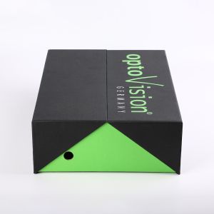 double door black and green pu leather cardboard luxury gift box with customized