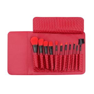 Red Natural Synthetic Hair Makeup Brushes Professional Makeup Brush Kits