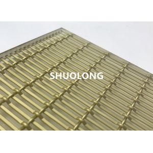 Oxidized Aluminum Glass Laminated Wire Mesh Gold Color For Sandwich Glass