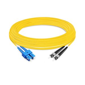 China 7m (23ft) Duplex OS2 Single Mode SC UPC to ST UPC PVC (OFNR) Fiber Optic Cable on sale