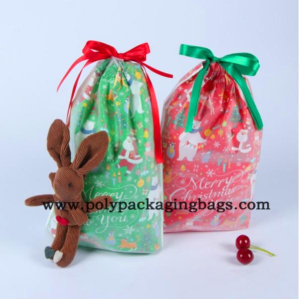 Buy Exquisite 0.075mm Plastic Drawstring Christmas Gift Bags at wholesale prices
