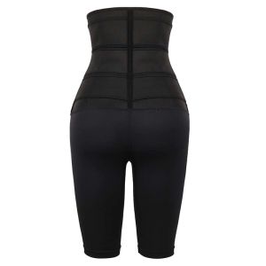 Three Belts SBR Waist Trainer Leggings Zipper Waist Training Leggings