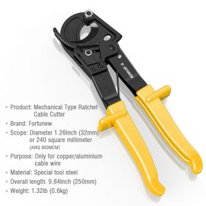 Ergonomic Practical Electrical Ratchet Cutters , Heavy Duty Cable Cutter 240mm