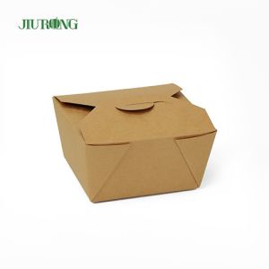 Unbleached Kraft Biodegradable Paper Container 1080ml Food Grade