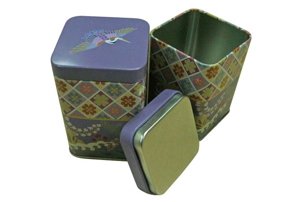 Airtighted Metal Plug Lid Square Tin box for Herbal Tea Storage