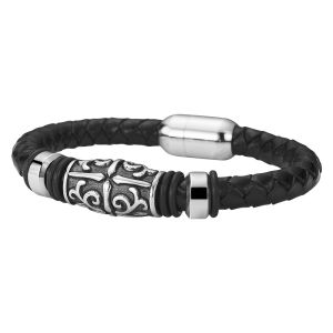 Wholesale custom fashion magnetic clasp handmade genuine mens leather bracelet