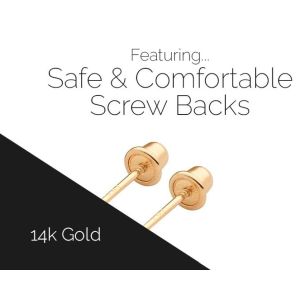 Kids Jewelry Pearl Drop Earrings with Screw Back and White CZ in 925 Sterling