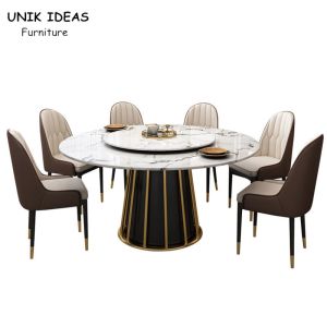 Nordic Luxury Dining Table And Chairs 6 Person Round Marble Dining Table Set For