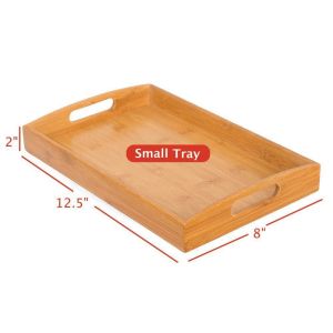 large bamboo wood serving trays set with handle