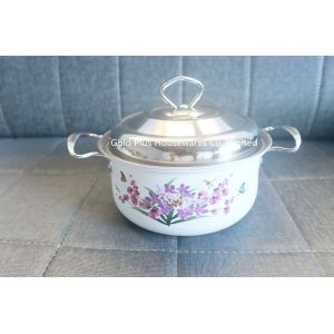 Cookingware set white soup pot kitchen cookware with metal steel lid wholesale