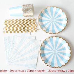 Baby Pink Striped Afternoon Tea 18th 30th 40th Birthday Disposable Party