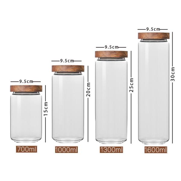 Decorative Sealable Glass Jars With Wooden Lid 400ml-1600ml Capacity