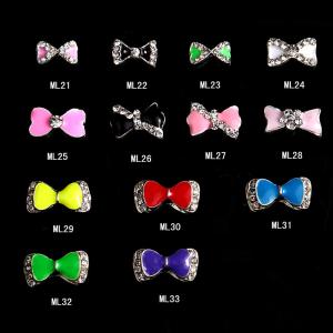 China Hot NEW Wholesale nail art Jewelry 3D Bows Alloy Nail Art Jewelry Nail rhinestones Sticker Supplier Number ML21-33 on sale
