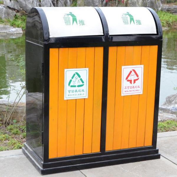 39-gallon Resin Outdoor Hideaway Trash Can Outdoor Decorative Imitate Wood Trash Can