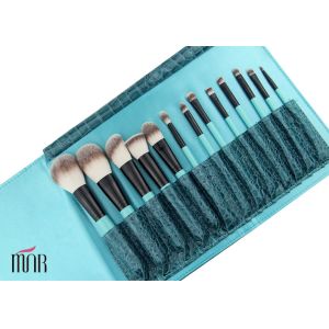 Ket Brush Set Nylon hair Makeup Brush Cylinder With Black Aluminum And Bule Wooden Handle