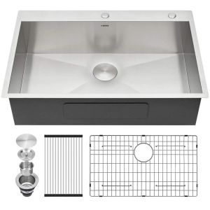 30x22 Drop In Top Mount Stainless Steel Kitchen Sink Basin