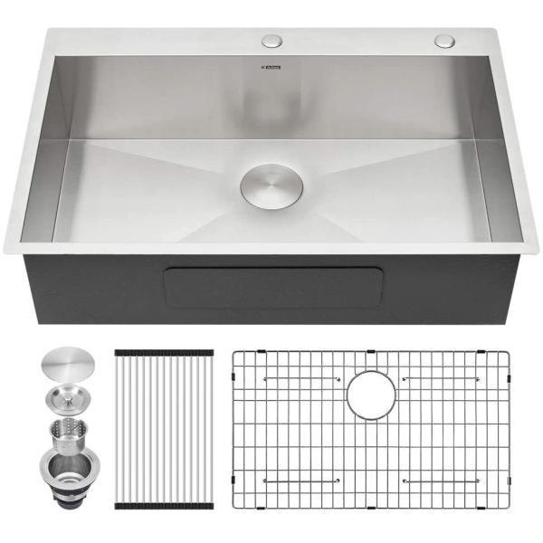Buy 30x22 Drop In Top Mount Stainless Steel Kitchen Sink Basin at wholesale prices