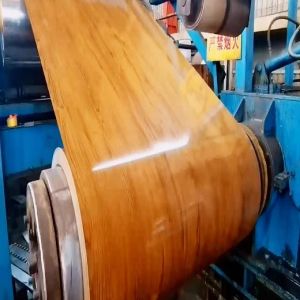 China 914mm Wooden Grain Prepainted Galvalume Steel Coil For Making Cold Strip Welded Pipes on sale