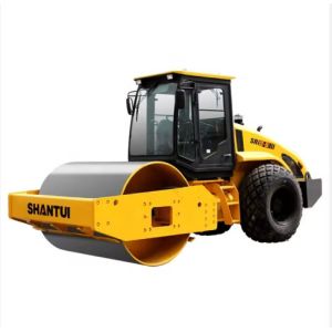 Yellow road rolling construction vehicleShantui SR12P-5 Single Drum 10ton