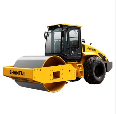 Yellow road rolling construction vehicleShantui SR12P-5 Single Drum 10ton Compactor Vibratory Mini Road Roller