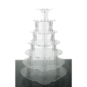 Quality 7 tiers heart shape acrylic cupcake display stand for sale