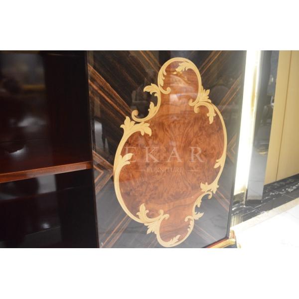 Living Room Antique Wood Furniture Glass Cabinet 2 Doors Golden Color TP-025B