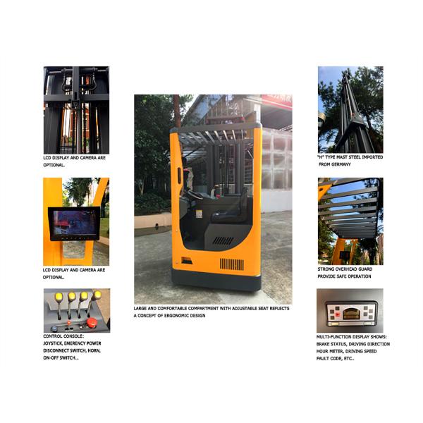 Narrow Aisle Seated Electric Pallet Stacker Reach Type Yellow Color