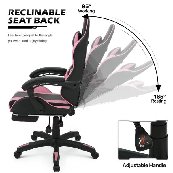 Modern Design Fabric Lumbar Support Ergonomic Computer Racing Chair with Footrest